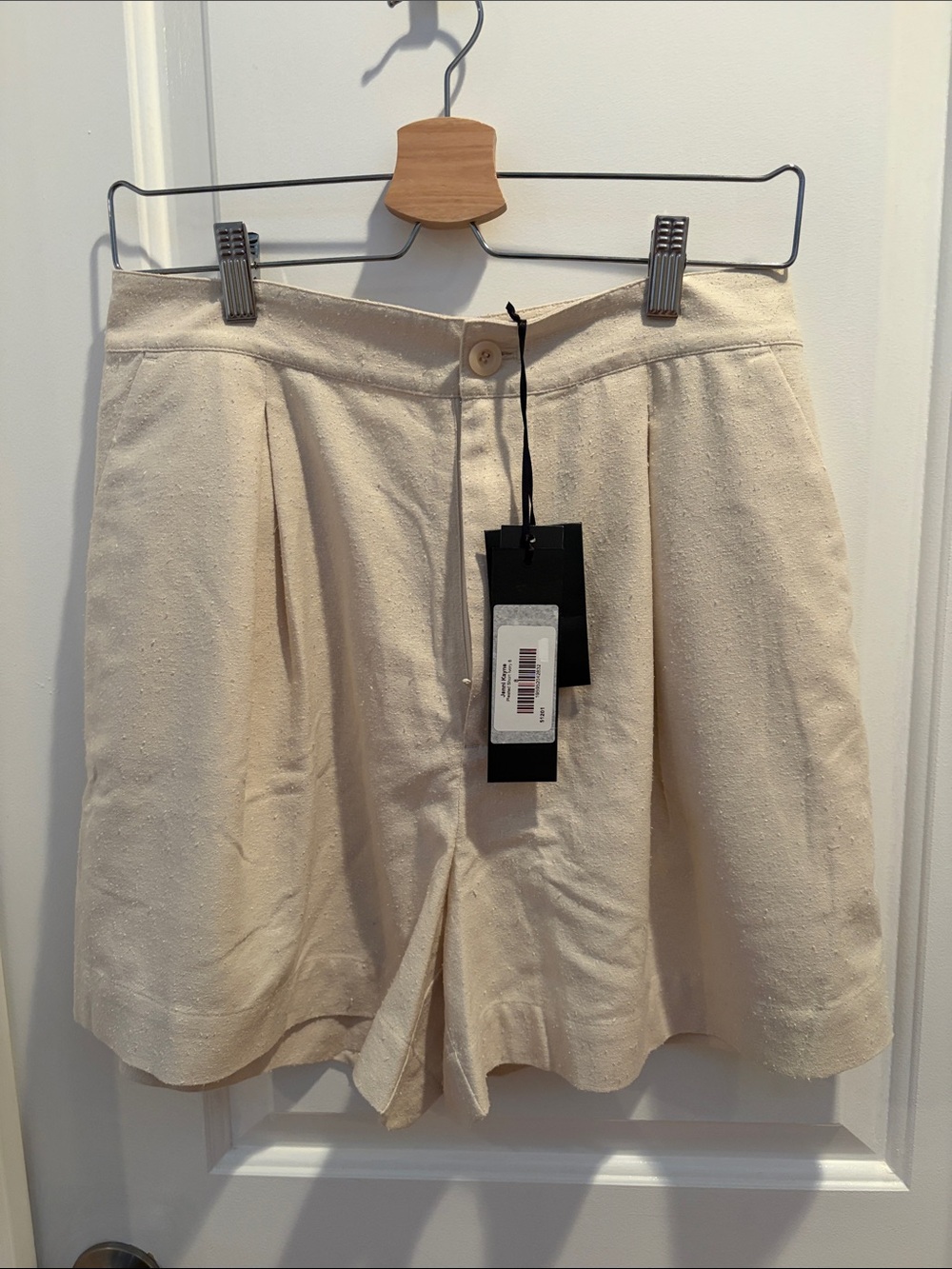 NWT Jenni Kayne Cream High-Rise Pleated Women's Shorts Size 8